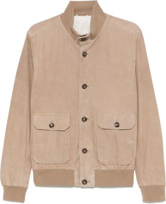 Barba Su&egrave;de Jas met Ritssluiting - Heren - Zomerjassen - Beige - M - Su&egrave;de - Jassen