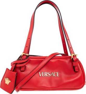 Versace mini Tag Bowling shoulder bag - women - Lamb Skin - One Size - Red