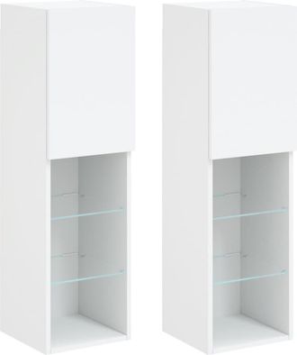 vidaXL Vidaxl - Muebles De Tv Con Luces Led 2 Uds Blanco 30,5x30x102 Cm
