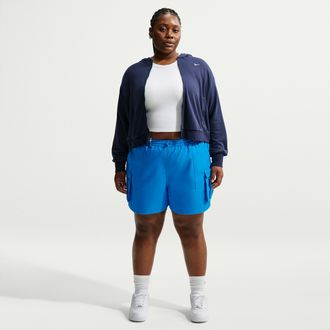 Nike Womens Nike Sportswear Loose Mid-Rise 5 Cargo Shorts (Plus Size) in Blue | HV2620-435