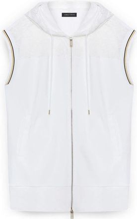 Fiorella Rubino Hoodies & sweatvesten, Dames, Wit, L, Katoen, Hooded Sweatshirt Vest