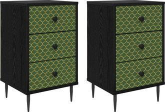 vidaXL Mesa De Noche Geleen 2 Uds. Roble Negro 36 X 33 X 61 Cm Vidaxl