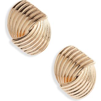 Open Edit Textured Stud Earrings in Gold at Nordstrom
