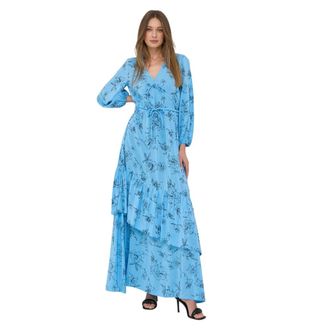 IVY OAK Bloemen Maxijurk - Dames - Jurken - Blauw - Maat: XS Viscose
