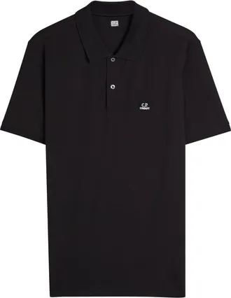 C.P. Company Logo-embroidered Piqué Stretch-cotton Polo Shirt - Black - M