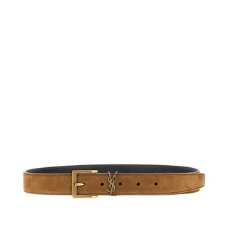 Saint Laurent Leather belt with Cassandre logo Man 100