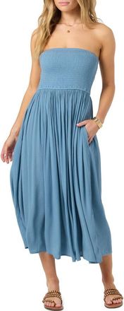 O'Neill Piper Smocked Strapless Midi Dress in Provincial Blue at Nordstrom, Size Xx-Large