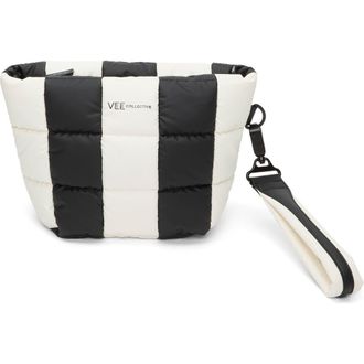 VeeCollective Porter Colorbock Recycled Nylon Clutch in Black - Marshmallow Stripes at Nordstrom Rack