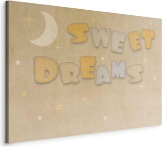 OEM Imagen - Dulces Sue&ntilde;os - Inscripci&oacute;n En Tonos Pastel Rodeada De La Luna Y Las Estrellas / Dulces Deseos