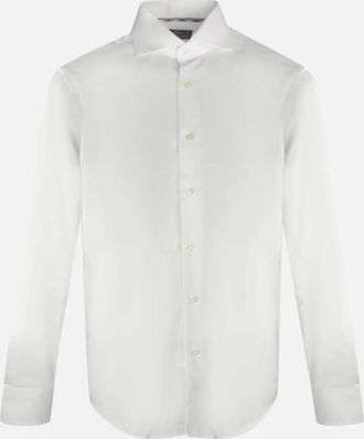 Aquascutum Mens Aquascutum Branded Long Sleeve White Shirt - White/White - Size: 46/Regular