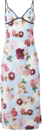 Fleur du Mal Abito midi con stampa Dream of Fleur - Blu