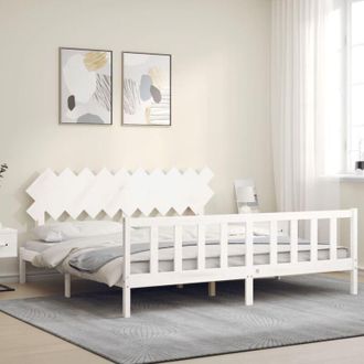 vidaXL Bed Frame without Mattress White 200x200 cm Solid Wood Pine vidaXL