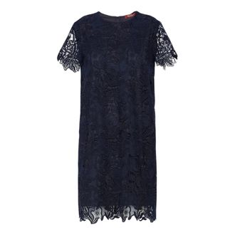 Max Mara Abito boxy in pizzo macram&eacute; - Dames - Korte kleedjes - Blauw - L - Katoen - Kleedjes