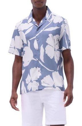 Bugatchi Jackson Floral Lyocell Camp Shirt in Steel at Nordstrom Rack, Size Xx-Large