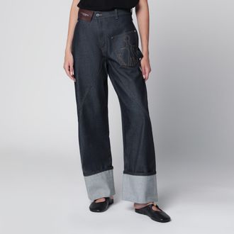 J.W.Anderson Jeans workwear in denim indaco con risvolto ritorto