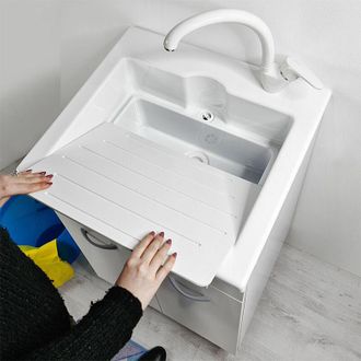 Zeus Mobile lavanderia con lavabo lavatoio in abs doppio uso 60x50