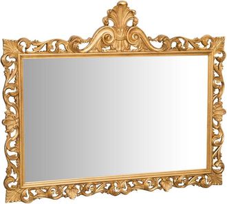 Biscottini International Biscottini - Hanging Wall Mirror in antique gold leaf finish wood made in italy