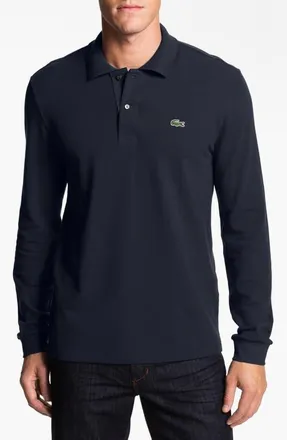 Lacoste Regular Fit Long Sleeve Piqué Polo in Navy at Nordstrom, Size 3