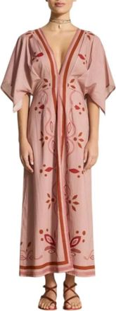 mare di latte Kleedjes, Dames, Roze, L, Katoen, Arabesque Print Jurk met Korte Mouwen van Katoen