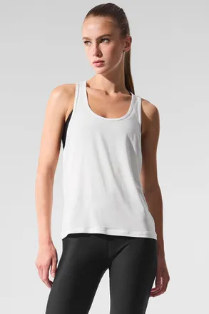 Alo | All Day Tank Top in White, Size: Medium