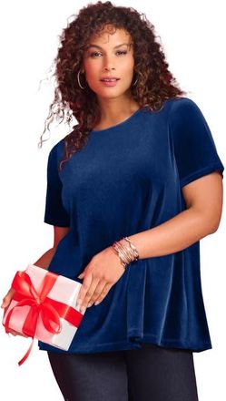 Roaman's Velour Swing Tee in Evening Blue at Nordstrom, Size 28