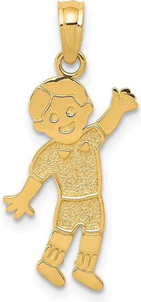Diamond2Deal 14k Yellow Gold Boy Waving Pendant