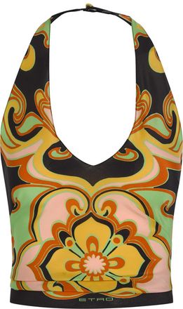 Etro Printed Halterneck Silk top - Black - 42 (UK10 / S)