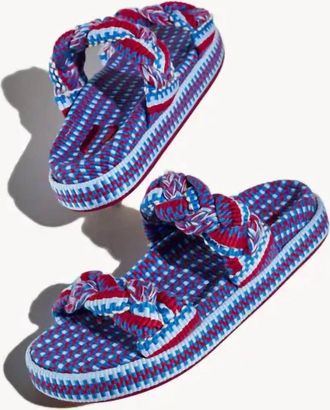 Amambaih Womens Daniela Two-Tone Slippers In Pomegranate