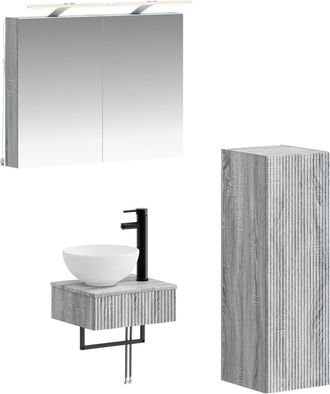 vidaXL Juego De Muebles De Ba&ntilde;o 4 Uds. Sonoma Gris Vidaxl