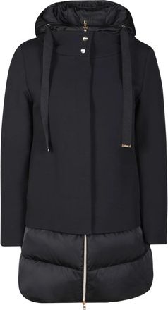 Herno Glamoureuze Zwarte A-Lijn Jas - Dames - Gewatteerde jassen - Zwart - XL - Polyester - Jassen