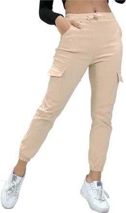 Generic Womens High Waist Casual Relaxed Stretch Fit Cargo Combat Sweatpants - Black Stone Blue Grey Khaki Nude Rust - S/M - L/XL (UK, Alpha, L, XL, Regular, 