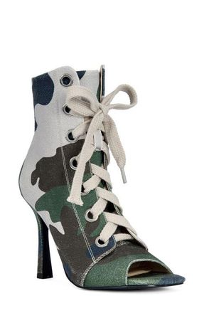 Azalea Wang Rooftop Peep Toe Bootie in Camo at Nordstrom, Size 7.5