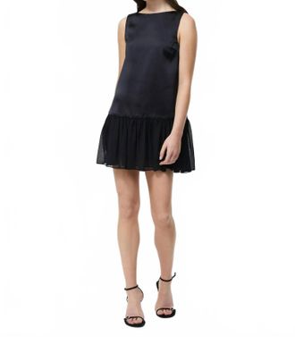 French Connection Marina Silky Ruched Mini Dress In Black