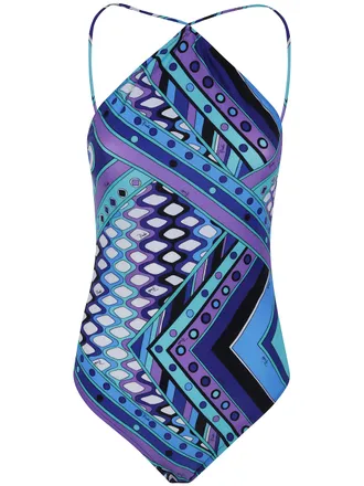 Emilio Pucci Costume Intero Lycra Turquoise Blue