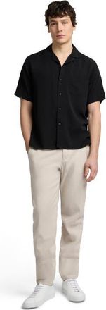 Onia Tencel Convertible Vacation Shirt in Black at Nordstrom, Size Xx-Small