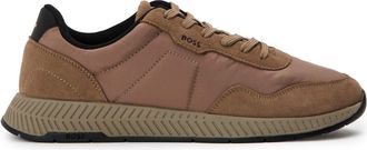 HUGO BOSS Mens Titanium Runn Sdnypa Low Top Sneakers in Dark Beige - Size UK 11