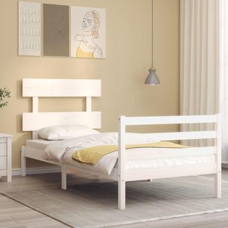 Berkfield Home Bed Frame with Headboard White 90x200 cm Solid Wood