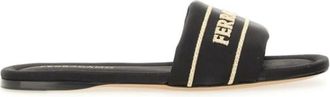 Ferragamo Black Logo Slide Sandals