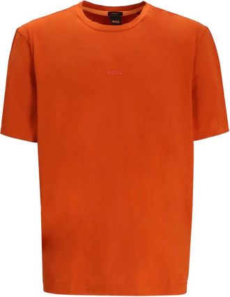 BOSS logo-embroidered cotton T-shirt - men - Elastane/Cotton - L - Orange