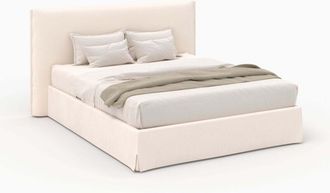 Rendez-Vous D&eacute;co Cama Con Almacenamiento 160x200 Cm Safia En Tela Blanca Desenfundable