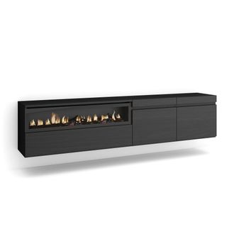 Skraut Home Skraut Home - Mueble Tv, Televisi&oacute;n, Muebles De Sal&oacute;n, Almacenaje, 200x45x35cm, Para Tv Hasta 80, Chimenea El&eacute;ctrica, Colgado, Suspendido, Estilo Mode