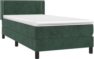 vidaXL Cama Box Spring Con Colch&oacute;n Terciopelo Verde Oscuro 90x190 Cm Vidaxl