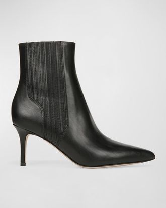 Veronica Beard Lisa Pleated Leather Ankle Booties