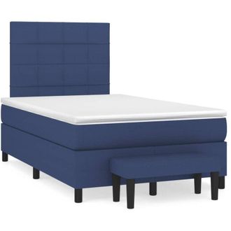 vidaXL Cama Box Spring Con Colch&oacute;n Tela Azul 120x190 Cm Vidaxl