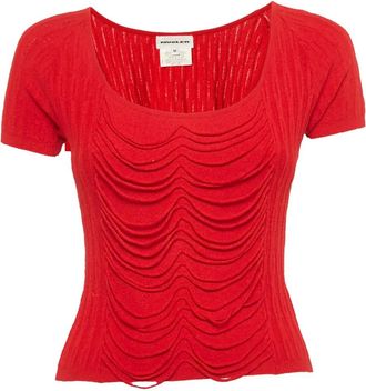Thierry Mugler Geribbelde top - Rood