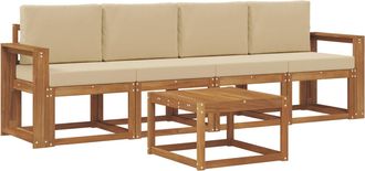 vidaXL Conjunto De Sof&aacute;s De Exterior 5 Uds. Natural Y Beige Vidaxl