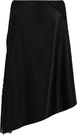 Givenchy Lace Insert Asymmetric Silk Midi Skirt
