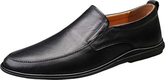 Generic Mens Dress Shoes Classic Without Lacing Slip On Loafers Pointed Toe Leather Shoe Soft Flat Moccasins Non Slip Causal Shoewear for Both Office and Leis