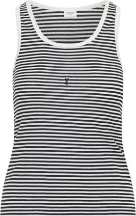Saint Laurent Sleeveless Tops, female, Black, Size: M Black T-Shirt Chic Design