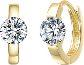 Genevive Silver Cz Huggie Earrings